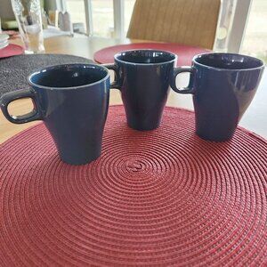 3 IKEA Fargrik Mugs in Cobalt Blue